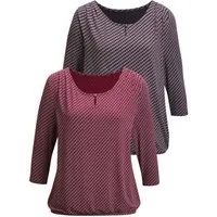 Vivance Rundhalsshirt mit goldfarbenem Zierknopf am Ausschnitt (2er-Pack) aus weichem Viskose-Stretch