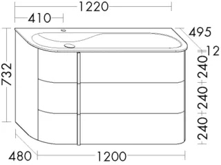 Burgbad Mineralguss-Waschtisch+Waschtischunterschrank Lavo 2.0 T. Eiche Dekor SFZT122RF7330C0001