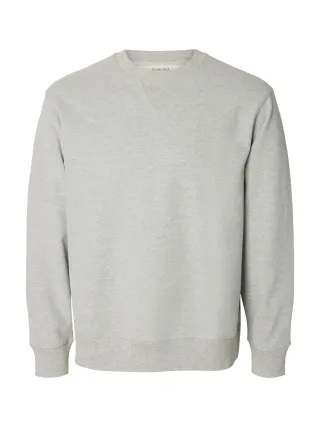 selected men - SLMRELAXGRANT LS CREW NECK SWEAT Light Grey Melange - Gr. - M