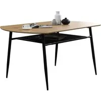 SalesFever Esstisch Familienfreundlicher Tisch, Stilvolle Ablage aus Metall und Polyrattan