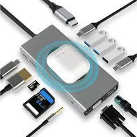 TUWENA Konsolen-Dockingstation HUB Dongle mit kabellosem Laden, 13 in 1 Docking Station Adapter