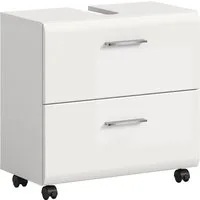 welltime Waschbeckenunterschrank FLORENZ, Breite 60cm, inkl. Siphonausschnitt, mit Türen oder Schüben (TOPSELLER) hochwertige MDF Front, Griff schwarz, Badschrank, Bad