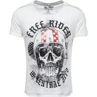 Key Largo T-Shirt für Herren Moustache Skull Totenkopf Print Motiv vintage Look MT00206
