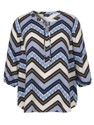 VIA APPIA DUE - Locker geschnittene Bluse blau/braun - Gr. - 46