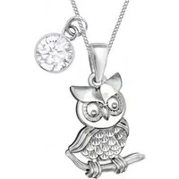 Goldene Hufeisen Kette mit Anhänger Eule Anhänger mit 38cm Kette aus 925 Silber mit Zirkonia Klar (3-tlg, inkl. Etui), Schmuck für Mädchen