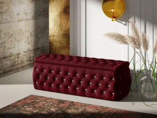 Polsterhocker mit Stauraum Betthocker SEVRA 180x50x45 cm Elisa Velvet Bordeau...