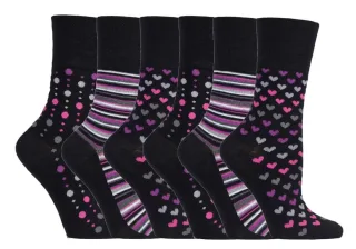 Gentle Grip - 6 paires femme bambou coloré rayures chaussettes sans elastique - SOLRM33
