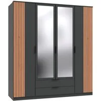 Wimex Drehtürenschrank Lübeck Akustiklamellen Optik, mit Spiegeltüren, 135 oder 180cm breit