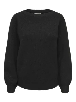 JDY - JDYRUE GLITTER L/S BOAT PULLOVE KNT NOOS Schwarz - Gr. - XL