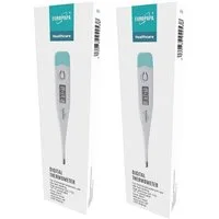 EUROPAPA Fieberthermometer 2 Stück Digitales Fieberthermometer für Babys, 2-tlg., Kinder und Erwachsene, Thermometer für oral, axillar oder rektal, wasserdicht mit Fieberalarm