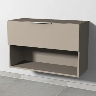 Sanipa 4balance Anbauschrank mit 1 Auszug und 1 offenem Fach, Sandgrau-Matt, DG11967 DG11967