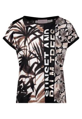 betty barclay - so cosy - - Printshirt Weiß/Braun - Gr. - 42