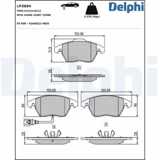 Delphi Bremsbel?ge vorne Audi Seat Skoda VW LP3694
