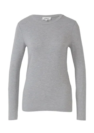 s.Oliver Red Label - Basic Longsleeve im Slim Fit grau - Gr. - 36