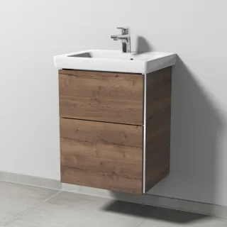 Sanipa 3way Waschtischunterbau zu Villeroy & Boch Subway 2.0 Waschtisch mit 2 Auszügen, Eiche-Tabak BR61050