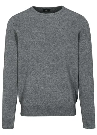 COMMANDER Finest Clothing - Rdh.-Pullover, uni dark grey mel. - Gr. - M