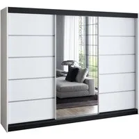 A&J MöbelLand GmbH Schiebetürenschrank VILUNO mit 4 Schubladen und Spiegel (TOP ANGEBOT! Geräumiger Schrank mit einer Breite von 200 cm und Spiegel, ideal zur Aufbewahrung von Kleidung und Accessoires. 4 Schubladen und viel Stauraum. TOP PRODUKT! Wäh