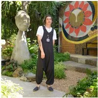 virblatt Jumpsuit Herren & Damen Latzhose, Baumwolle, Overall Herren Sommer Hosenanzug Goa Style, aufgesticktes Mandala