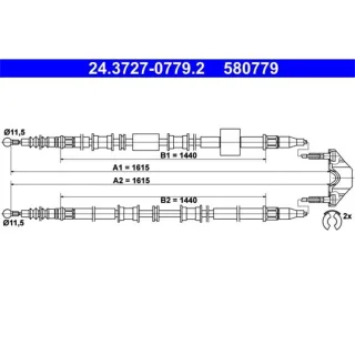 ATE Handbremsseil hinten Opel Meriva A 24.3727-0779.2