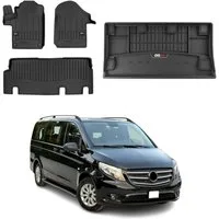 OMAC Auto-Fußmatten Kofferraumwanne Set für Mercedes Vito W447 2014-2025 Gummi 4x (4 St), für Mercedes Vito W447 2014-2025 Mercedes Vito W447 2014-2025, Einfache Installation,Antirutsch,Leicht zu reinigen