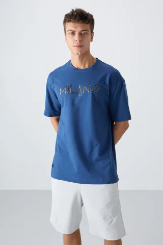 Übergröße Bedrucktes Rundhals-T-Shirt