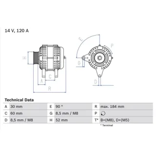 Bosch Lichtmaschine 120A Alfa 147 156 166 Gt Gtv Spider 0986041280