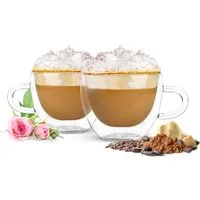 Sendez Thermoglas 4 Doppelwandige Cappuccino Tassen mit Henkel 300ml Thermogläser, 6-tlg., Glas