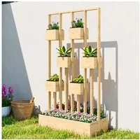 Outsunny Hochbeet mit Rankgitter, Körbe (Pflanzkübel, 1 St., Holz Pflanzkasten), für Kletterpflanzen Korbpflanzen, Blumen