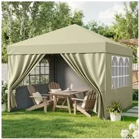 HawthyHome Faltpavillon 3x3m wasserdicht UV50+ höhenverstellbar mit 4 Seitenteilen, Beige, Schneller Aufbau, Wasserdicht & UV50+​, Komplettes Set, 3 Höhenstufen