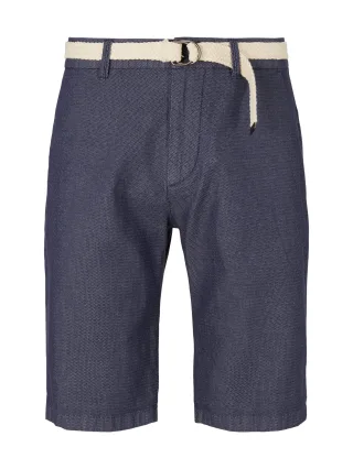 Denim Tom Tailor - Chino Shorts mit Gürtel blue dobby - Gr. - XS
