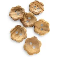 Hartmann-Knöpfe Knopf 10 Stück Holzknöpfe aus echtem OlivenHolz in BlütenForm