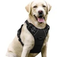 LuxusKollektion Hunde-Sicherheitsgeschirr No-Pull Hundegeschirr atmungsaktiv mit Reflektoren verstellbar schwarz