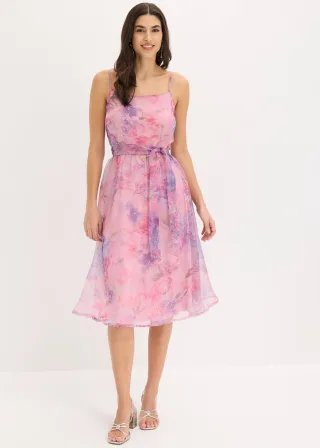 bonprix Midikleid aus zartem Tüll mit Bindeband, weiß, Gr.40, Romantisch und feminin: Trägerkleid in Midi-Länge aus zartem Tüll mit Bindeband und verstellbaren Trägern