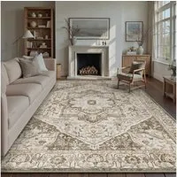 PURECOZY Teppich Vintage-Look Kurzflor, Waschbar, Rutschfest & Pflegeleicht, rechteckig, Höhe: 6.1 mm, geeignet für verschiedene Innenräume, 60 x 90 cm