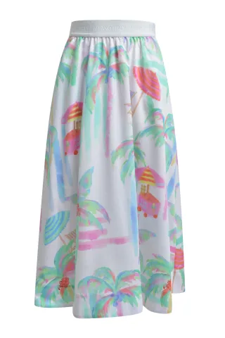 Milano Italy - midi skirt elastic wb sand print - Gr. - 42