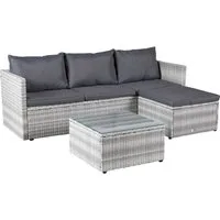 LC Garden Eckbankgruppe »Loungino« Gartenset Lounge mit Tisch + Hocker Gartenlounge Balkonset