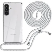 EAZY CASE Handykette Hülle mit Kette für Samsung Galaxy A56 6,7 Zoll, Hülle Smartphonekette für Unterwegs Festivalhülle Transparent Weiß