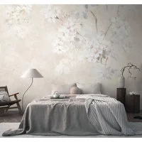 living walls Fototapete THE WALL III florale Tapete Motivtapete Blumen Blumen, glatt, matt, (1 St), Vliestapete Betonwand für Schlafzimmer Küche Wohnzimmer Floral Design
