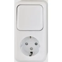 HEITECH Lichtschalter Wechselschalter/- Steckdosenkombination AP senkrecht, IP20 VDE