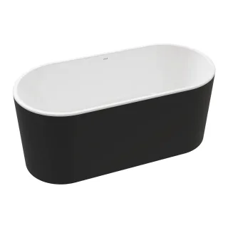 VitrA Geo freistehende Badewanne ovale Form 180 x 80 cm mit verdecktem Schwarz Matt,65380006028 65380006028