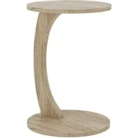 en.casa Beistelltisch, »Holeby« C-Form mit 4 Rollen rund 56 x Ø 38 cm Travertin