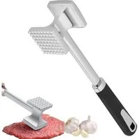 SURFOU Fleischklopfer Edelstahl Burger Smasher Fleischzartmacher Schnitzelklopfer Steaker, Doppelseitiger Fleischklopfer - 27 cm, Antihaft, ergonomischer Griff