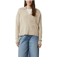 comma Strickpullover mit V-Ausschnitt und Polo Kragen