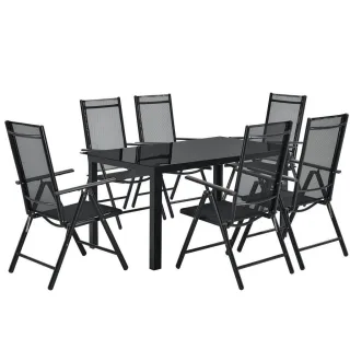 Juskys Gartengarnitur, Dunkelgrau, Metall, 7, Gartenmöbel, Gartenmöbel-Sets