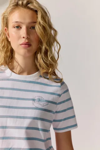 THE FASHION PEOPLE - T-Shirt ´Music Love` striped sea breeze stripe - Gr. - S