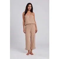 Mademoiselle Sommeil Pyjama Damen Musselin Schlafanzug aus 100 % Baumwolle (Set, 2 tlg) mit Spaghettiträger-Top & 7/8-Hose, leichte Sommer-Nachtwäsche