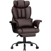 Hoffree Bürostuhl (ergonomisch Gaming-Stuhl Kunstleder), mit verstellbarer Kopfstütze und Fußstützebis 200kg