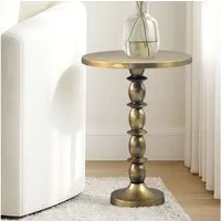 FINEBUY Beistelltisch FB113596 Anstelltisch 40cm Alu Gold Metall Wohnzimmertisch Dekotisch (Skulpturale Form mit edlem Charakter), Goldener Akzent für moderne Räume