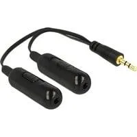 Audiokabel 3,5mm (Stecker) > 2x 3,5mm (Buchse) schwarz, 19cm