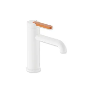 Hewi AQ477 Waschtischarmatur AQ1.12M1146024 ohne Ablaufgarnitur, pulverbeschichtet Weiß tiefmatt, Griff orange